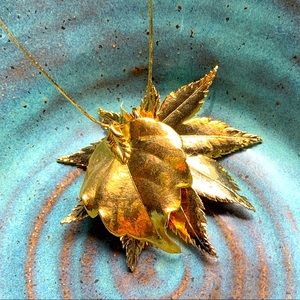 Gold plated leaf pendants with gold plated chain